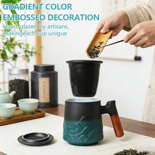 450ml tea mug embossed ceramic - embossed,