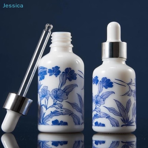 Blue and white - floral, glass