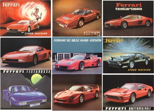 Ferrari sports car postcards - ferrari,