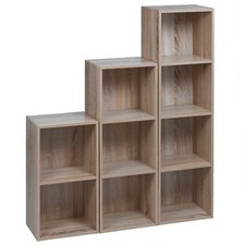 Cube, 2, 3 or 4 Tier Wooden Bookcase Shelving Display Storage Shelf Unit Wood