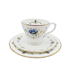 Mayfair Argyle cup saucer cake plate  fine bone china trio x4 sets floral prop