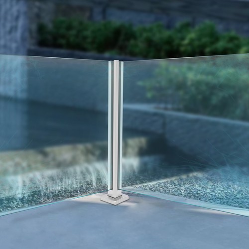 Glass railing post - glass,