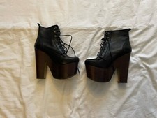 Topshop vintage platform boots wooden wedge clogs Size EU 37