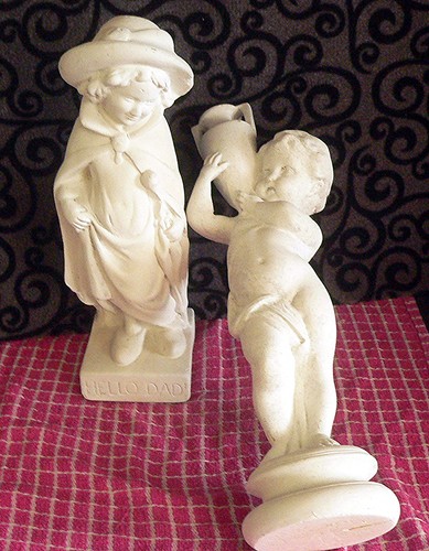 Pair tall plaster figures - pair,