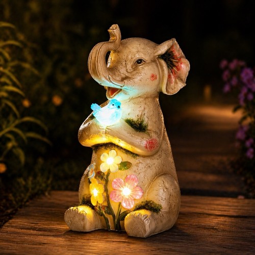 Solar elephant garden statue - elephant,