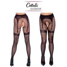 Cottelli Collection Sexy Collant a Rete Crotchless Net Tights Strumpfhose Ouvert