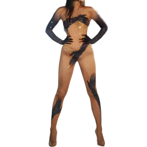 Sparkly pole dance jumpsuits - sparkly,