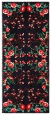 ALEXANDER MCQUEEN BLACK MULTICOLOURED JAPANESE SCENE PRINT FLORAL SCARF MODAL