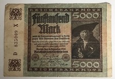 Germany, 1922, 5000 Mark, Banknote, Weimar Republic, collectible Item D835009X