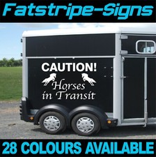 CAUTION HORSES IN TRANSIT STICKERS VINYL GRAPHICS DECALS HORSE BOX TRAILER