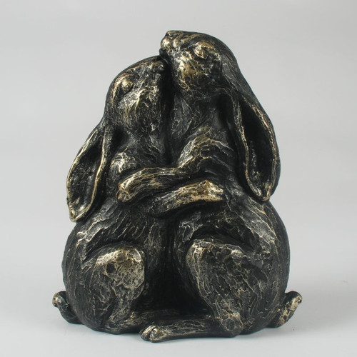 Resin rabbits hugging figurine - hugging,