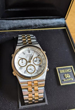 Vintage Seiko 7a38-728A Chronograph Watch 1988 Original Box & pdf Manual