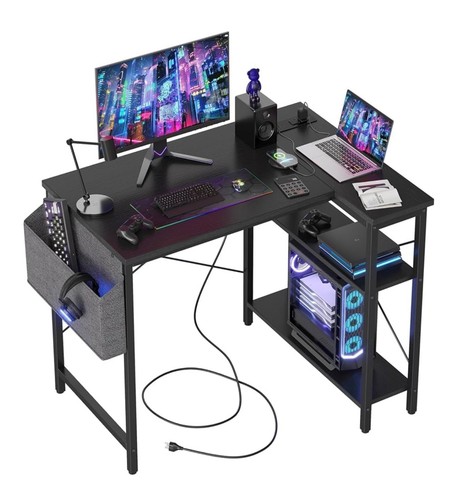 Small shaped desk with power - shaped,