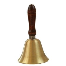 Traditional School Hand Bell Brass or Chrome Wood Handle Loud Dinner Pub Bell