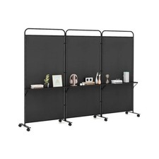 COSTWAY 3-Panel Folding Room Divider 188cm Rolling Privacy Screen-Black