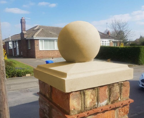 Cast stone chamfered pier caps - pier,