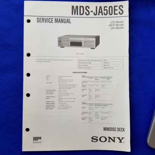 Sony mds ja50es service manual - mds-ja50es,