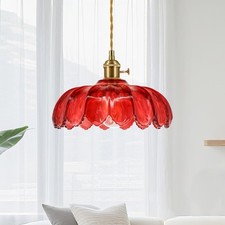 Red Glass Pendant Light Floral