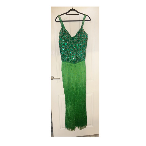 Green sequin fringe - green,