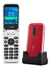 Doro 6820 Flip Phone Red & White - Grade A, Unlocked, Big Button - Fast Shipping