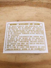 Honda RC30 RC 30 VFR 750 R Adesivo Decal Sticker Warning Accessories And Loading