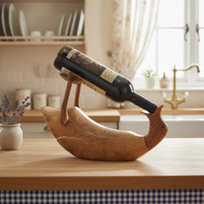 Carved Wooden Duck Wine Bottle
