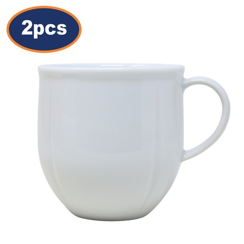 Mug white porcelain 320ml 2pcs - porcelain,