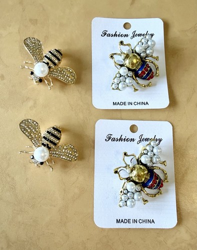 Pack rhinestone pearl bee - 4,
