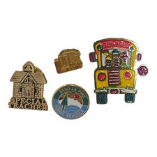 Enamel Pin LOT 4 School Teacher Bus Library Bend La Pine School District