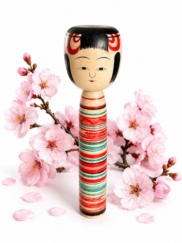 Traditional stripe kokeshi - traditional,