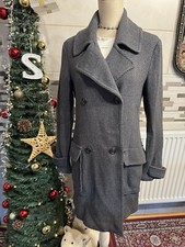 Gap women Coat Size 10 /12 Grey Wool Mix Button Up Pit To Pit 48 cm/19” in VCE