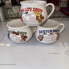 3 x  Vintage Recipe Soup Bowls