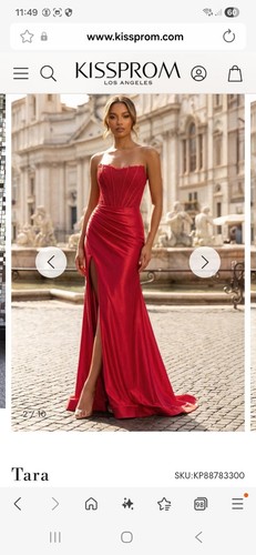 Red corset thigh split - red, prom