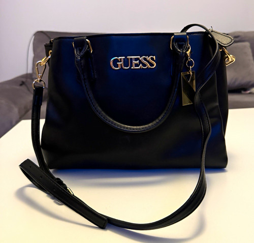 Guess satchel black faux - guess,