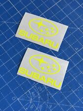 Subaru 555 Neon Yellow   STI  X2 100mm  Stickers  WRX WRC Legacy STI  IMPREZA