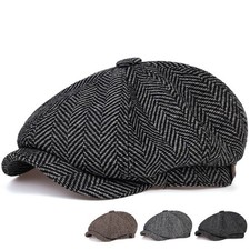 Mens Newsboy Cap Herringbone Baker boy Hat Peaky Blinders Hats Bakerboy Flat Cap