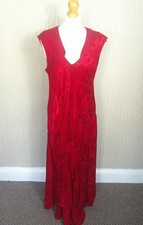 Chesca Maxi Dress Size 2 UK 16/18 Red Jacquard Bias Cut Formal Gown Party