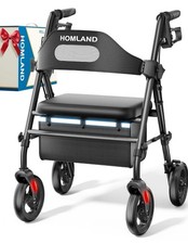 HOMLAND-Senior Walker-NEW-Foldable Rollator Walkers with Seat- Up To 350lbs