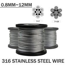 316 Stainless Steel Wire Rope Cable Decking Balustrade Rigging 7x7/7x19 0.8~12mm