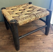 Vintage Woven Rattan Stool