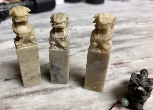 Set vintage hand carved - of,