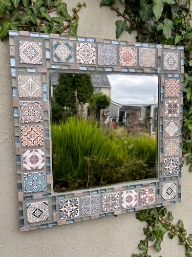 Square mosaic wall mirror - mosaic,