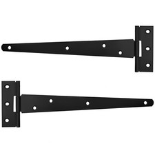 Extra Large BLACK TEE HINGES 12"/30cm Door Strong Outdoor Set T Strap HEAVY DUTY
