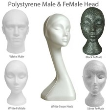 BRAND NEW POLYSTYRENE MANNEQUIN DISPLAY MALE & FEMALE HEAD - WHITE