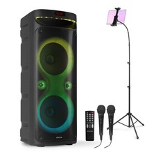 Karaoke Machine Speaker System with 2x Microphones and Screen Stand - Tack610