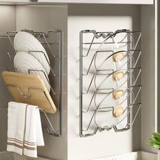 Pot Lid Holder Storage Rack Wall Mounted Pan Cover Organizer Kitchen