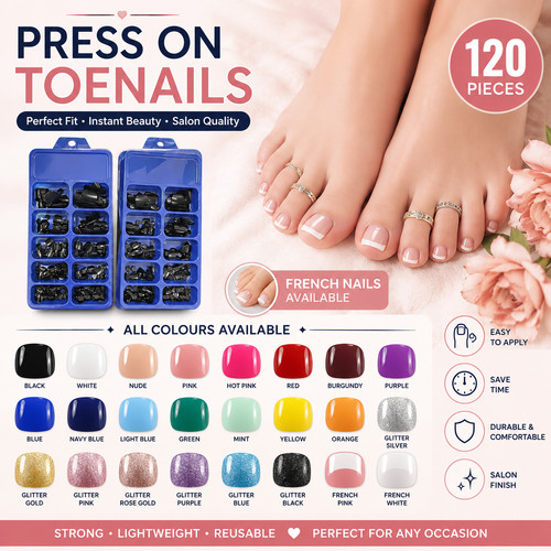 120 pcs press - on, square
