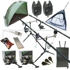 Complete Carp Fishing Tackle Set All You Need To Start 10FT 3PC Rods & Shelter