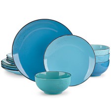 vancasso 12 Piece Dinner Set Multicolor Stoneware Plates Bowls Set Service for 4