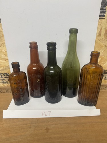 Job lot antique amber green - antique,